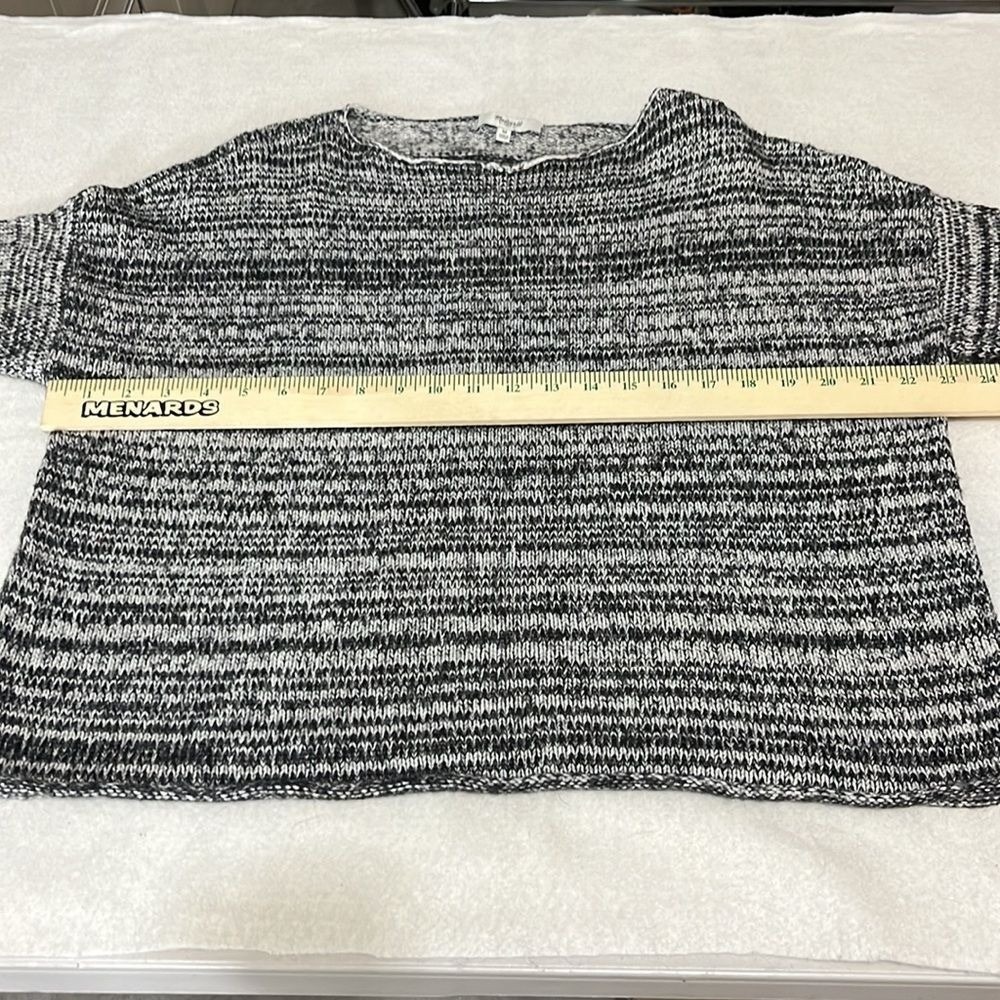 Madewell Cropped Boatneck Sweater Womens Size Medium Black White Threadmix - Picture 4 of 9